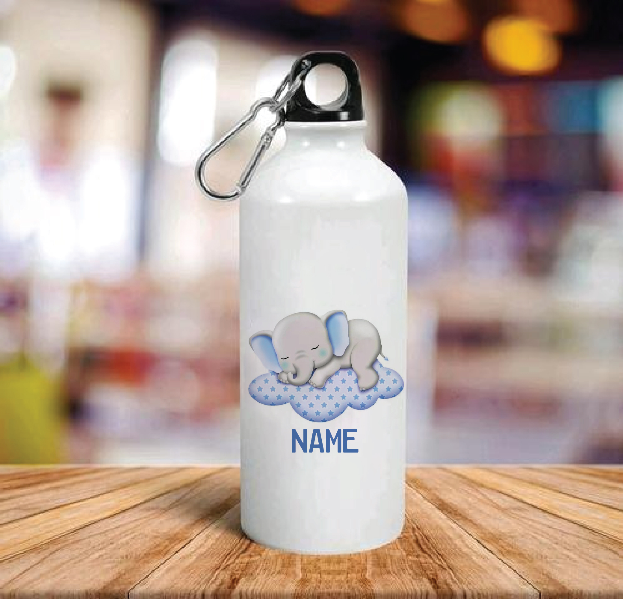 Personalised Cute Elephant Sleeping Aluminum Water Bottle